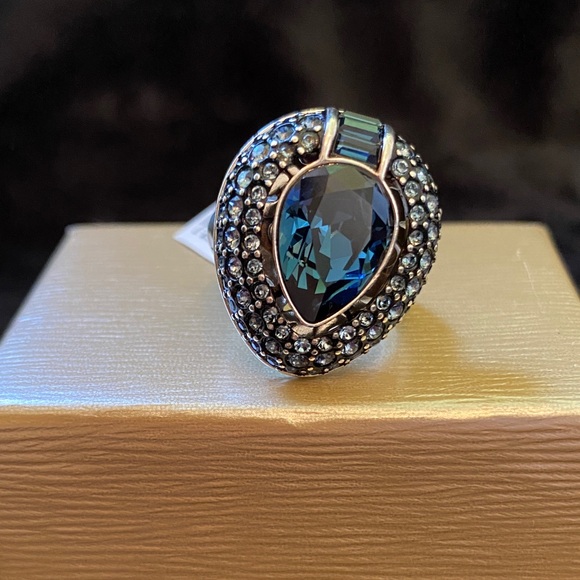 Brighton Bejeweled Blue Topaz Crystal and Silver Raindrop ring size 7 - Picture 2 of 4